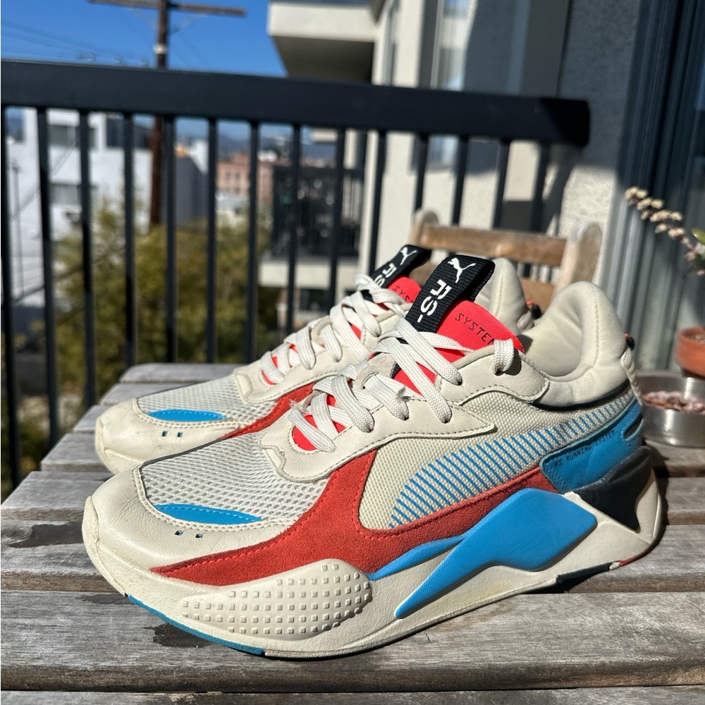 Puma RS-X3 Sneakers in Cream, Red, and Blue